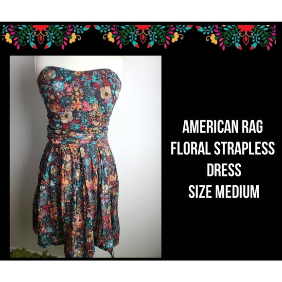 American Rag Dresses & Skirts - AMERICAN RAG | FLORAL STRAPLESS DRESS